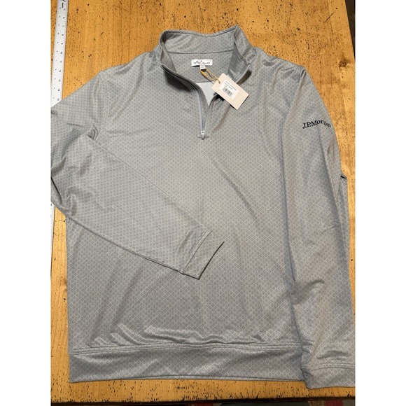 NWT PETER MILLAR Pullover 1/4 Zip Golf Sweater Gray Spades Vegas Cards Sz Large